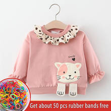 Girls Lotus Leaf Collar Shirts Winter Spring Baby Kids Cute Cartoon Cat Sweatshirts Children Long Sleeve Princess Cotton Clothes 2024 - buy cheap