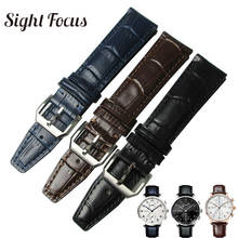 Pulseira de relógio de couro masculina, pulseira de substituição para iwc portátil mark 20mm, preto, café, azul 2024 - compre barato