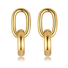 INS Trend-pendientes de acero de titanio para mujer, joyería redonda de doble círculo, color dorado, estilo Simple, venta al por mayor 2024 - compra barato