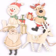 Chip de madera de Navidad para manualidades, colgantes de madera para álbum de recortes, regalos, decoración de árbol de Navidad de alce de nieve para el hogar y Año Nuevo, m2541 2024 - compra barato