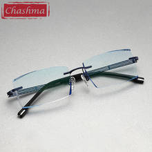 Titanium Prescription Lenses Eyewear Men Luxury Tint Lenses Myopia Reading Glasses Diamond Cutting Rimless Frame 2024 - buy cheap