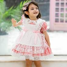 Spanish Baby Clothing Lolita Princess Ball Gown Children Birthday Party Easter Eid Lace Stitching Plaid Dresses For Girl A138 2024 - buy cheap