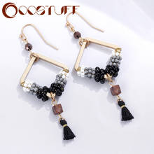 Vintage Geometry Drop Earrings with Beads and Black Tassel for Women 2022 Goth Jewelry Hanging Suspension Pendientes Accessories 2024 - buy cheap