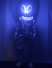 Prata led alienígena luminosa brilhante vestuário traje boate bar ktv desempenho criativo adereços espaço mostrar dança roupas 2024 - compre barato