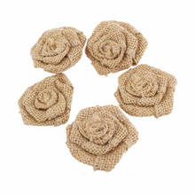 Arpillera Vintage de yute, decoración de boda, color Natural, Rosa rústica, 5 uds., 5,5 cm, 5BB5786 2024 - compra barato