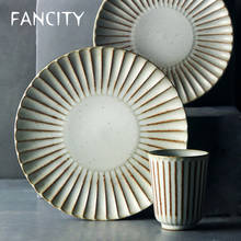 Fancity estilo japonês conjunto de utensílios de mesa de grés casa retro cerâmica tigela placa peixe jantar sopa macarrão salada tigela arroz 2024 - compre barato