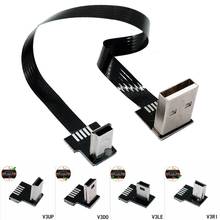 FPC Mini USB 90 градусов вверх/вниз/влево/вправо Угол к USB 2,0 A штекер кабель 0,05 м 0,1 м 0,25 м 0,5 м 0,8 м для камеры MP4 планшета 2024 - купить недорого