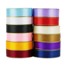 (25 yards/roll) 25mm satin ribbon white gold edge wholesale high quality gift packaging ribbon roll 2024 - buy cheap