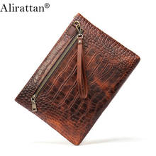 Alirattan женская сумка с крокодиловым узором женский модный клатч новые модные сумки из натуральной кожи дизайнерская Высококачественная сумка-конверт 2024 - купить недорого