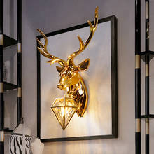 Luminária de parede com cabeça de cervo americana, para sala de estar, quarto, plano de fundo, parede de personalidade, moda criativa, lâmpada de antler, luminária de casa de led 2024 - compre barato