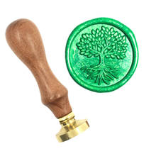 Tree Natural green life brass Wax Stamp wood handle,DIY Ancient Seal Retro Stamp,Personalized Stamp Wax Seal High Quality12 2024 - buy cheap