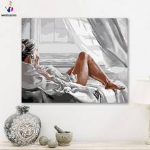 DIY colorings pictures by numbers with colors Morning woman in white shirt picture drawing painting by numbers framed Home 2024 - compre barato