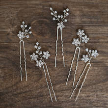 Bridal Crystal Rhinestones Hair Pins Clips Wedding Party Flower Floral Hairpins Bridesmaid Headpiece Jewelry Accessories u370 2024 - buy cheap