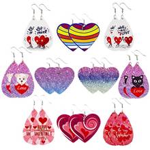New Dot Pattern Heart Print PU Leather Drop Earrings Dangle Drop Earrings Valentine's Day Gift Love Fashion Jewelry Wholesale 2024 - buy cheap