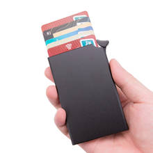 Rfid-держатель для кредитных карт с защитой от кражи Тонкий чехол для ID карт унисекс автоматический твердый металлический кошелёк для банковских карт бизнес мини 2024 - купить недорого