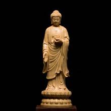 Собрать Китайский резьба по дереву Самшит статуя Будды фэншуй поделки из цельного дерева статуя Будды Шакьямуни Амитабха украшение с изображением Будды 2024 - купить недорого