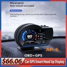 Автомобильный HUD OBD2 GPS Smart Head Up дисплей контроль скорости 9 интерфейс цифровой манометр турбо тест тормоза OBD сканер 2024 - купить недорого