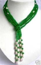 Producto en oferta, envío rápido, compras Jade VERDE de 6mm + bufanda de perlas blancas, collar de 50" 2024 - compra barato