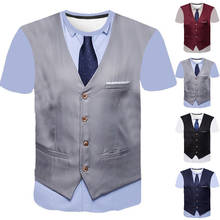 3D T Shirt Funny Fake Suit Tuxedo Bow Tie 3D Printed T Shirts Men Summer Fashion Short Sleeve Streetwear Fake Suit Vest Tshirt 2024 - buy cheap