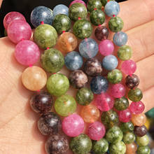 Multicolorido turmalina jades solta contas redondas para diy jóias natural redondo espaçador contas fazendo pulseira acessórios 15'' 2024 - compre barato