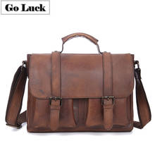 GO-LUCK Brand Genuine Leather Business Briefcase Men's Top-handle Handbag Crossbody Shoulder Bag Men Messenger Bags Tote 2024 - купить недорого