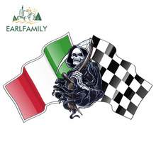 EARLFAMILY 13 см x 8 см Автомобильная наклейка на смерть Грим жнец дизайн с итальянским флагом триколор виниловая наклейка 2024 - купить недорого