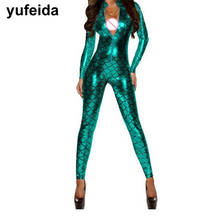 YUFEIDA Sexy Women Bodysuits PU Leather Jumpsuit Wetlook Fetish Catsuit Erotic Bodycon Costume One-piece Overalls Night Clubwear 2024 - buy cheap