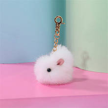 6CM Mini Bunny Real Fur keychain Women Bag Charm Toy Mink Pendant Trinkets Mobile phone car Key Metal key ring Lovely Kids gift 2024 - buy cheap