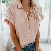 2021 Women's Shirt Summer Women's Blouses Shirt Feminine Blouse Summer Short Sleeve Female Blouse Turn-down Collar Button Shirt 2024 - buy cheap