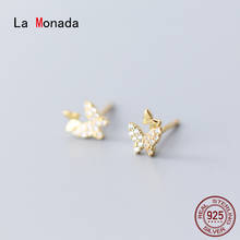 Женские серьги-гвоздики La Monada, минималистичные серьги из серебра 925 пробы с двумя бабочками, ювелирные изделия из серебра 925 пробы 2024 - купить недорого