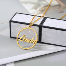 Custom Jewelry Eternity Circle Round Name Charm Necklace For Women Personalized Nameplate Choker Pendant Necklace Female Jewelry 2024 - buy cheap