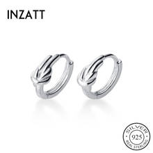 INZATT Real 925 Sterling Silver Round Hoop Earrings For Fashion Women Party Punk  Fine Jewelry Minimalist Accessories Gift 2024 - купить недорого
