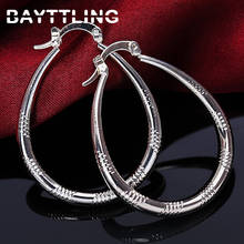 Bayttling-brincos de argola espirais, 39mm, prata esterlina, 925, joia, presente, casamento, estilo simples 2024 - compre barato