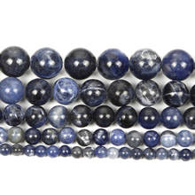 Abalorio de piedra Natural de Vena Azul, cuentas redondas sueltas para la fabricación de joyas, pulsera de costura, hilo DIY de 4/6/8/10/12 MM 2024 - compra barato