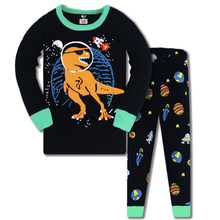 Детский пижамный комплект; одежда для сна с рисунком динозавра для мальчиков; пижамный комплект из 100% хлопка; детская пижама с рисунком; комплект одежды для малышей 2024 - купить недорого