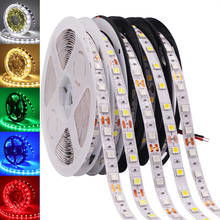 Tira de luces LED RGB SMD5050, 5M, 60LEDs, cinta Flexible impermeable, 12V, blanco frío cálido, azul, rojo, rosa, amarillo 2024 - compra barato
