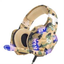KOTION EACH-auriculares G2600 de camuflaje para videojuegos, cascos con cable y micrófono, con luz LED, para PS4/PC/Xbox One/iP 2024 - compra barato