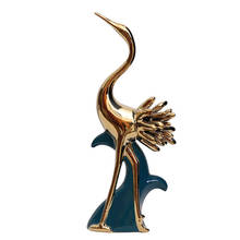 Europeu azul-ouro pavão figura estátua criativa cerâmica animal escultura quarto decoração ornamento acessórios de decoração para casa 2024 - compre barato