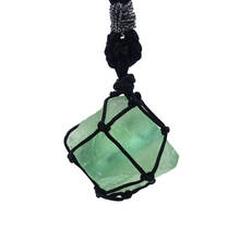 FYJS-collar con Colgante de Piedra de fluorita verde, tejido único hecho a mano, forma Irregular, para regalo, joyería 2024 - compra barato