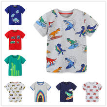 Camiseta de algodão para meninos, estampa de desenho animado, animais, manga curta, roupa de verão 1004 2024 - compre barato