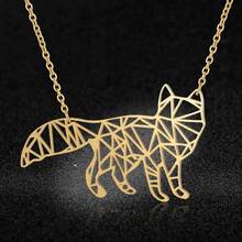 100% Stainless Steel Animal Hollow Fox Fashion Necklace for Women Female Trendy Jewelry Unique Design Pendant Necklaces 2024 - buy cheap