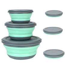 3Pcs/Set Bowl Sets Foldable Salad Bowl Silicone Portable Food Container Folding Bowl with Lid Folding Lunch Box 2024 - buy cheap
