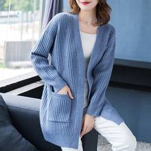 Peonfly Elegant 2021 Spring Female Cardigans Long Sleeve Casual Knitted Sweater Coat Korean Style Oversize Cardigans Red Blue 2024 - buy cheap