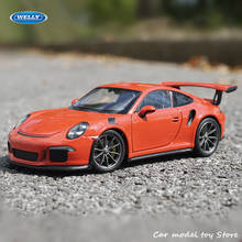WELLY-coche deportivo Porsche 911GT3 RS, 1:24 2016, coche de simulación de aleación de metal, modelo de adornos para manualidades, colección de juguetes, herramientas de regalo 2024 - compra barato