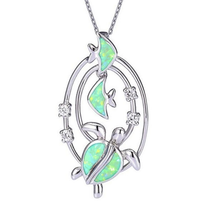Colgante de ópalo de opalita Chapado en plata, collar de cadena de eslabones, joyería de peces y tortugas, 4 colores 2024 - compra barato