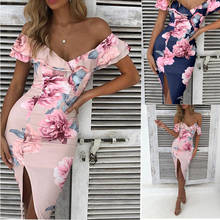 ZOGAA Women Summer Dress Floral Off Shoulder High Waist Beach Dresses Print Maxi Dresses Women Sexy Skinny Slim Party Long Dress 2024 - buy cheap
