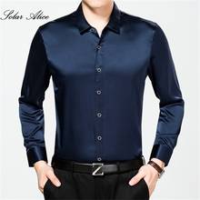 Free Shipping 2021 Men's Summer New Mulberry Silk Shirt Middle-Aged Long-Sleeved Pure Silk Shirt 2024 - buy cheap