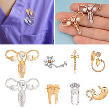 Tooth Visceral Organs Syringe Women's womb Neuron RN Caduceus Doctor Nurse Metal Badges Brooches Academic Seminar Jewelry Pins 2024 - buy cheap