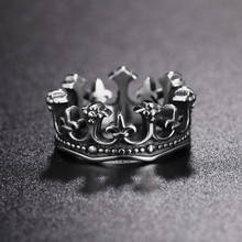 Классическое Винтажное кольцо с короной для мужчин и женщин, серебряное кольцо из нержавеющей стали, байкерские кольца, мужское кольцо в стиле панк-рок в стиле хип-хоп, ювелирные изделия 2024 - купить недорого