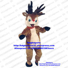 Brown rudolph o vermelho nariz rena cervos mascote traje adulto personagem dos desenhos animados allen adorável americano jubileu zx1572 2024 - compre barato